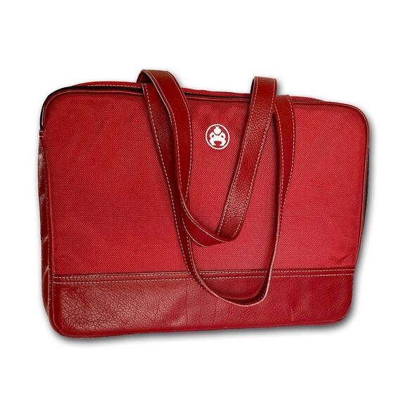 SUMO | Red 11" x 14" Quilted Laptop Tablet Bag | Leather Trim | Pockets | EUC! - Picture 1 of 10